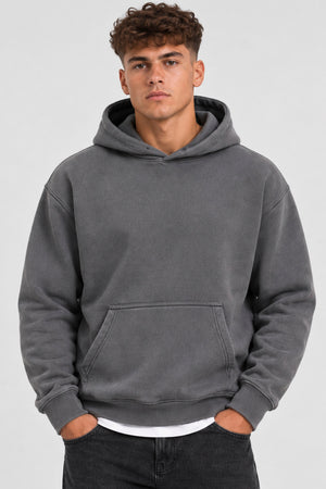 Only & Sons Larry Eflow Rlx LS Washed Hood Sweat Grey Pinstripe
