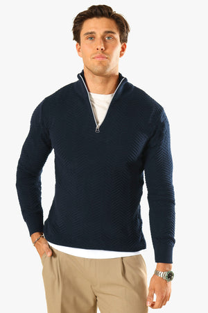 Kronstadt Carlo Cotton half zip knit Sky Captain