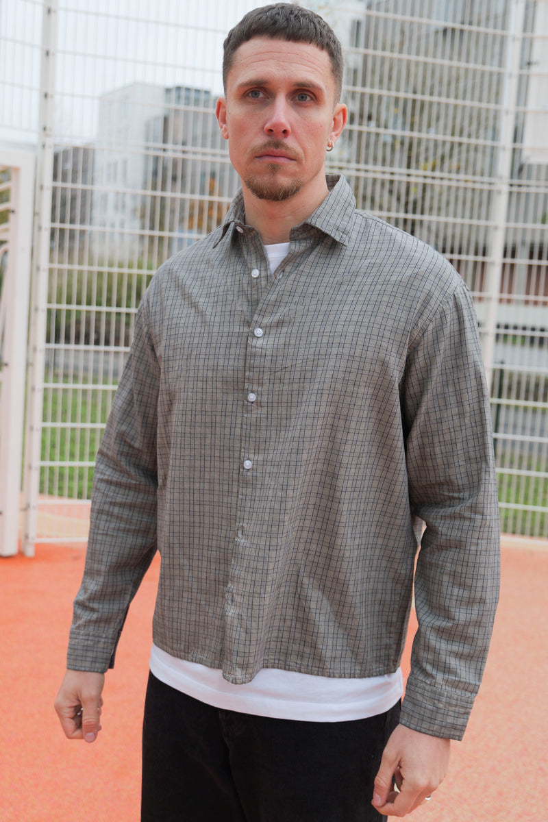 Jack & Jones Fade Overdyed Loose Fit LS Shirt Asphalt