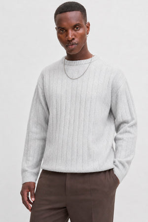 Jack & Jones Bradley Carter Knit Crew Neck Light Grey Melange