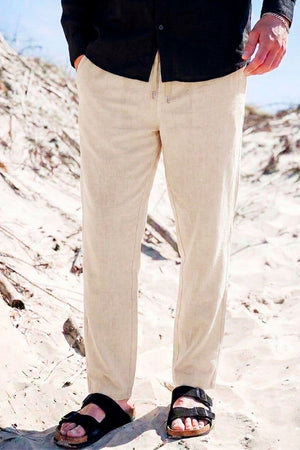 Solid TAIZ LINEN PANTS Oatmeal