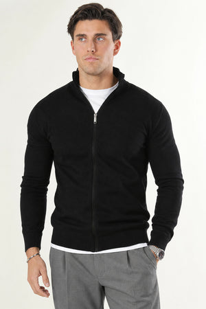 Selected BERG FULL ZIP CARDIGAN Black