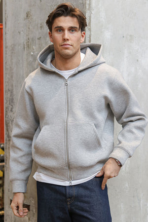 Jack & Jones Cover Scuba Sweat Zip Hood Light Grey Melange