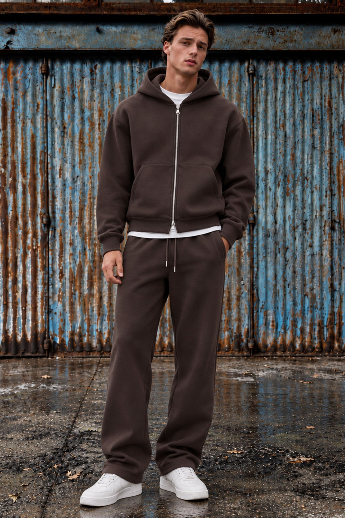 Jack & Jones Legacy Sweat Scuba Zip Hoodie Chocolate Torte
