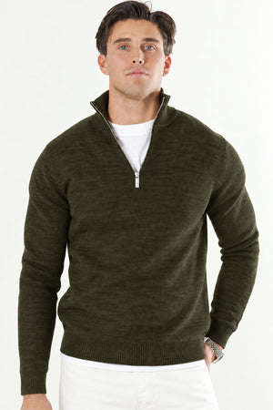 Selected Dane LS Knit Structure Half Zip Forest Night