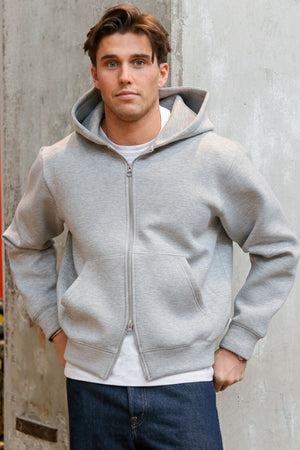 Jack & Jones Cover Scuba Sweat Zip Hood Light Grey Melange