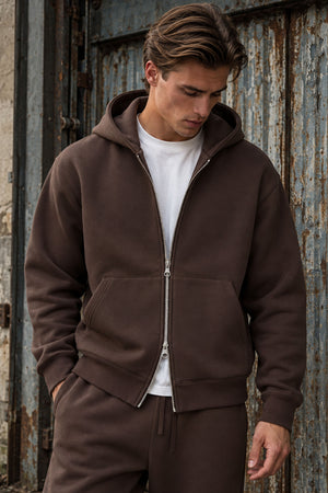 Jack & Jones Legacy Sweat Scuba Zip Hoodie Chocolate Torte