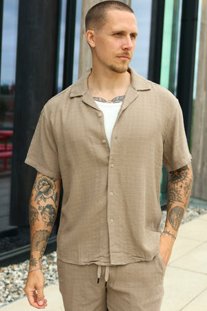 Only & Sons Latham Regular Resort Structure Fit 0257 Shirt Desert Taupe