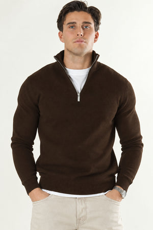 Selected Dane LS Structure Knit Kalf Zip Demitasse