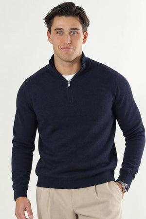 Selected Berg Half Zip Knit Navy Blazer Melange