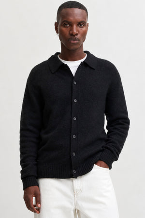 Jack & Jones Soho Ollie Knit Polo Cardigan Black
