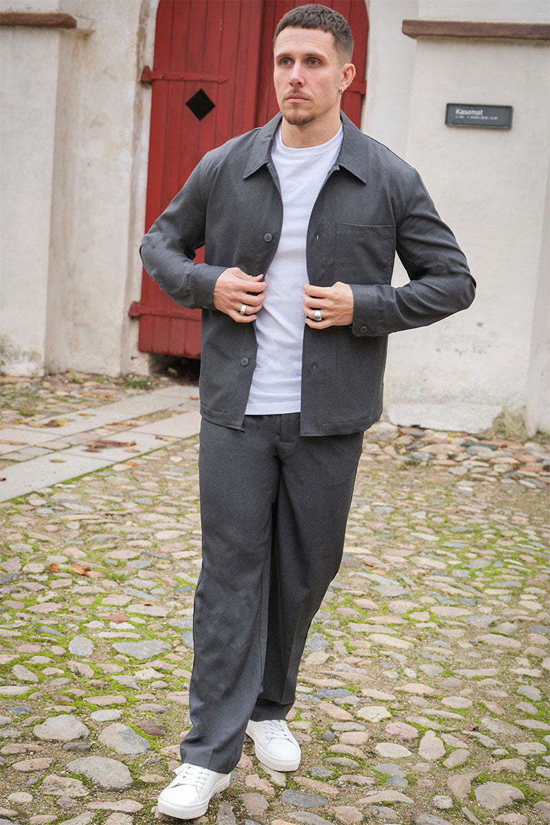 ONLY & SONS Miro Tailored Regular Fit Overshirt Dark Grey Melange