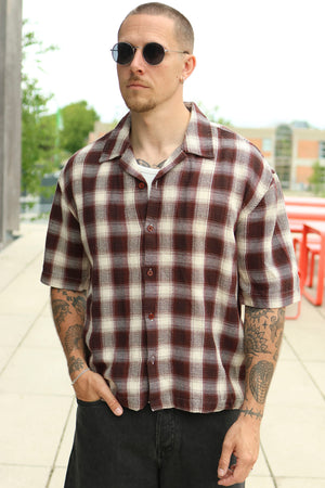 Only & Sons Trev Life Relaxed Structure SS Check Shirt Cappuccino