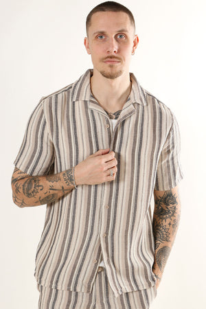 Only & Sons Trev Life Reg Stripe SS Shirt Gardenia