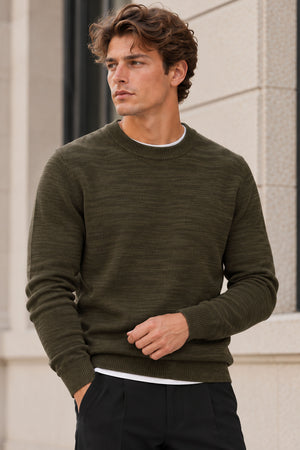 Selected Dane LS Knit Structure Crew Neck Forest Night