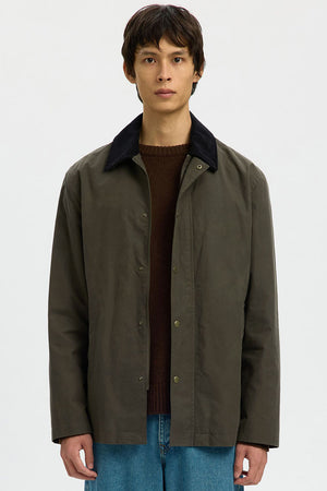 Selected Walter Waxed Cotton Jacket Grape Leaf