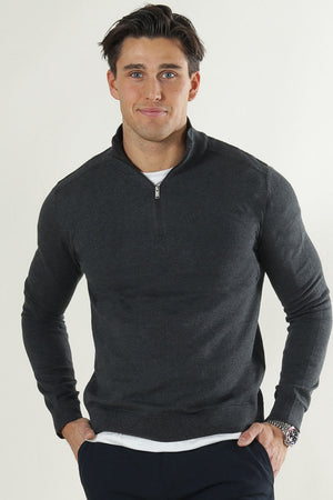 Selected Berg Half Zip Knit Antracit Melange