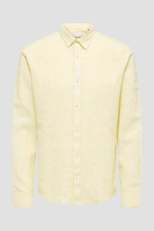 Only & Sons Caiden Life LS Solid Linen Blend Shirt Pastel Yellow