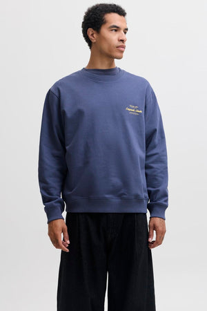 Jack & Jones Norrebro Typo Back Sweat Crew Neck  Crown Blue