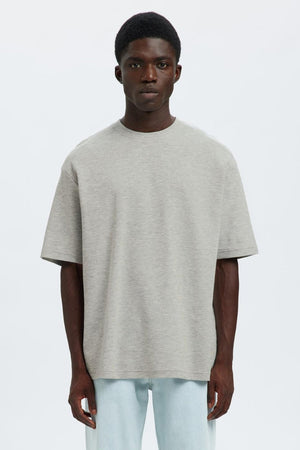 Selected Loose Oscar Ss O-neck Tee Light Grey Melange