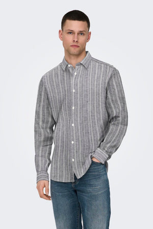 Only & Sons Caiden Life LS STR Linen Blend 660 Dark Sapphire