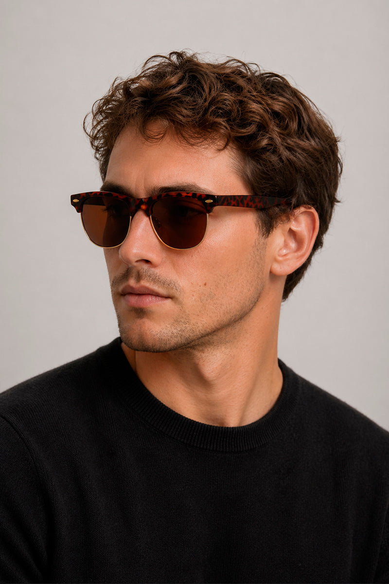 CBA Plast/metal brun havana rubber/guld, brune glas Brown