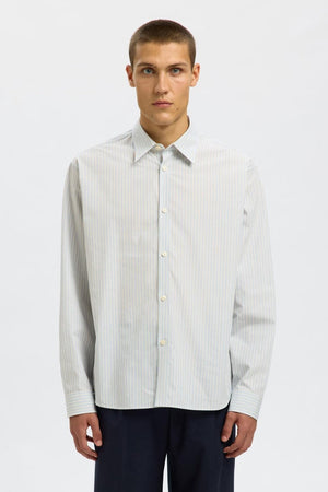 Selected Timben Stripe LS Poplin Shirt Cashmere Blue