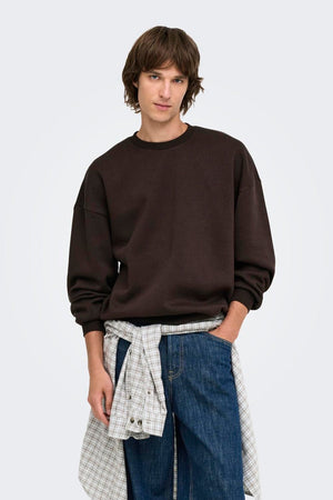 Only & Sons Ceres Ovz LS Crew Sweat Coffee Bean