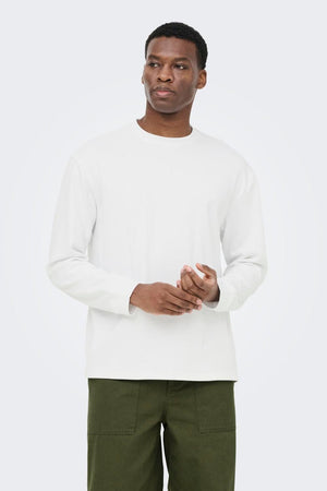 Only & Sons Caspian Airflex Relaxed LS Tee White