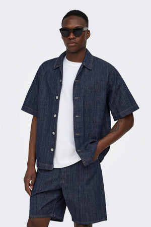 Only & Sons Wayne SS DB 7354 Azg Denim Shirt Dark Blue Denim