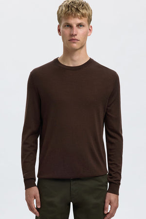 Selected Tray LS Merino Knit Crew Neck Demitasse