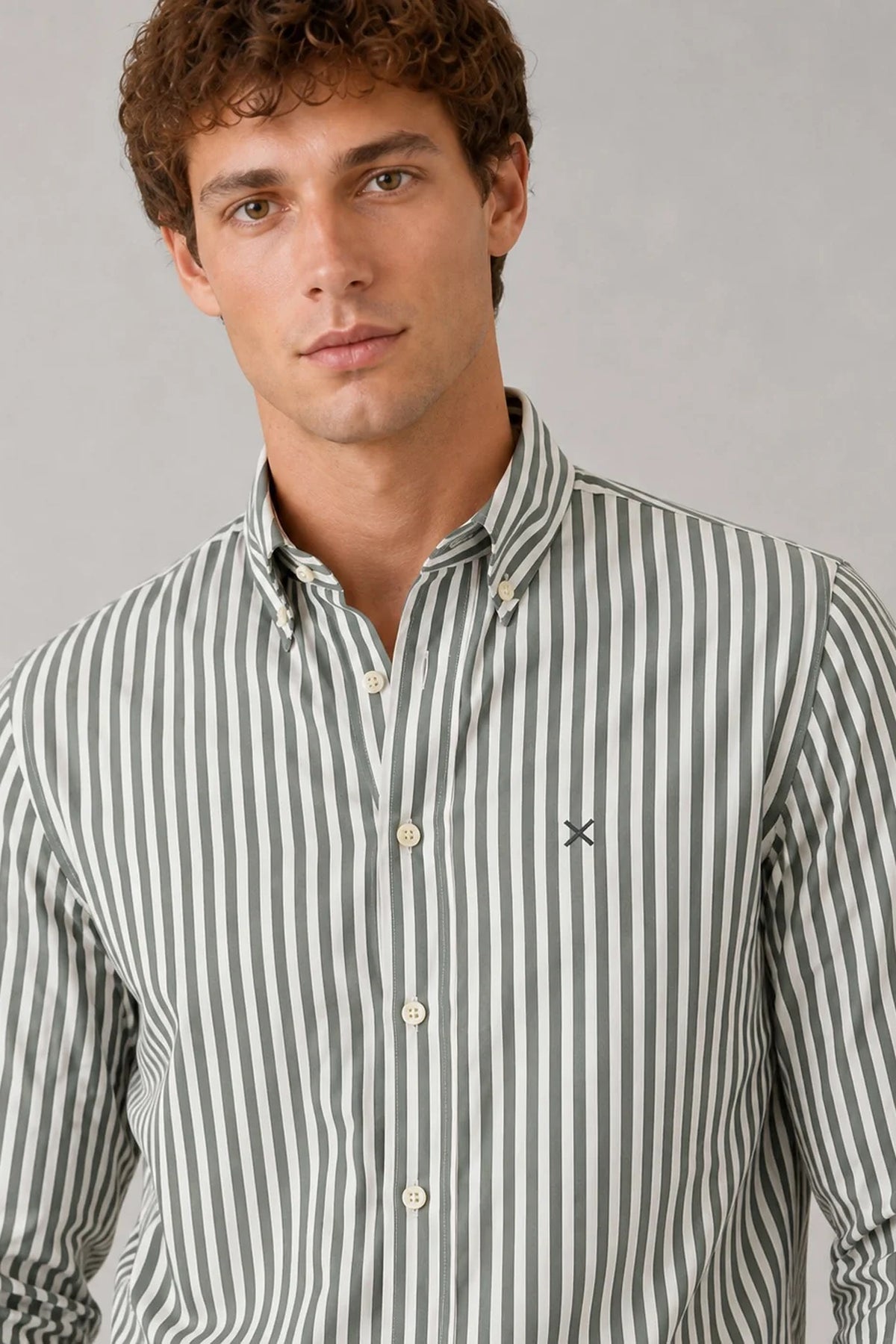 Clean Cut Copenhagen Eske Oxford Big Striped Shirt Green