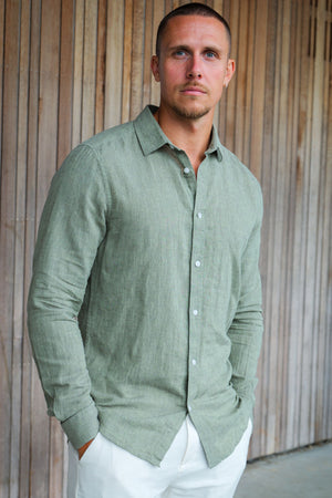 ONLY & SONS Caiden LS Linen Shirt Swamp