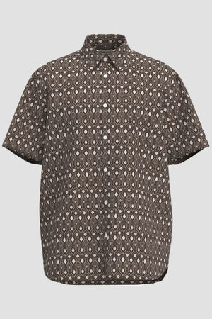 Selected Regular Claus Clay Linenblend SS Shirt Noos Bracken Geo Diamond