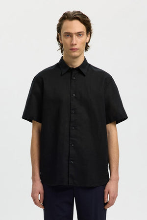 Selected Clay Linenblend SS Black