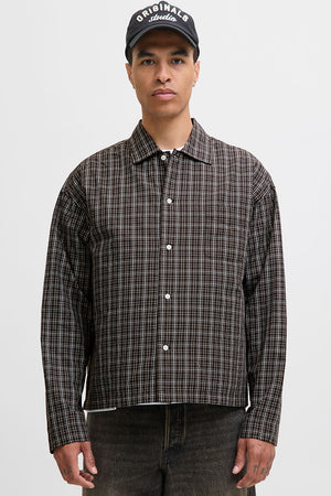 Jack & Jones Austin Loose Fit Check Shirt Chocolate Torte