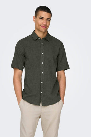 Only & Sons Caiden Life SS Solid Linen Blend Shirt Kambaba