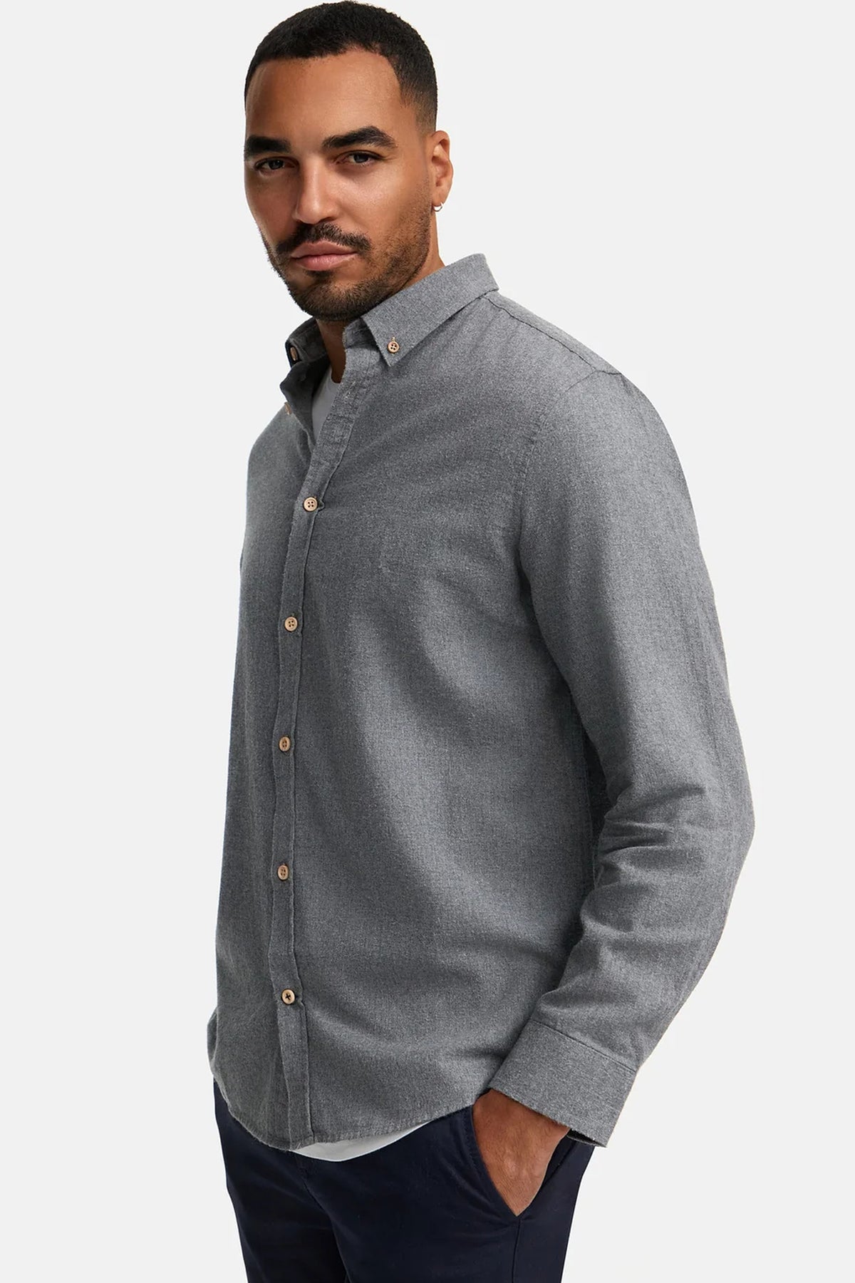 Kronstadt Ksjohan Diego Cotton Shirt Grey Mix