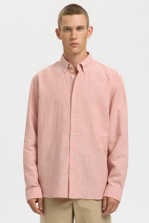Selected Regclay Linenblend Long Shirt Rose Dawn