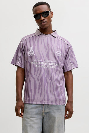 Jack & Jones Codust Piping Football Open Collar Ss Purple Ash