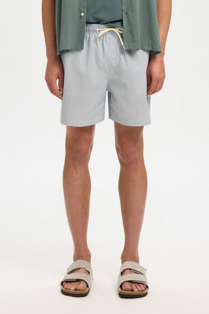 Selected Cooper Seersucker Swimshorts Blue Mirage