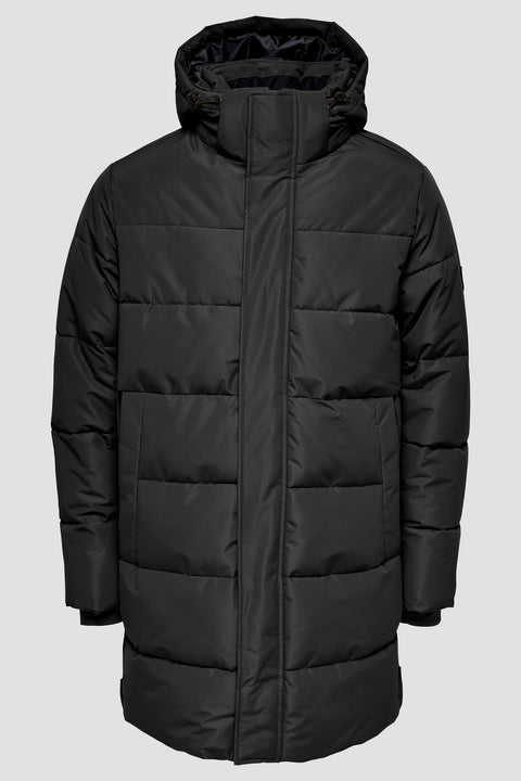ONLY & SONS CARL LONG QUILTED COAT Black