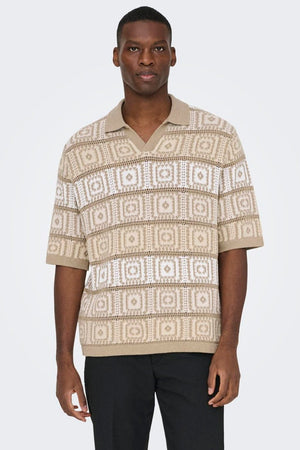 Only & Sons Bart Life RLX 5 SS Resort Knit Chinchilla