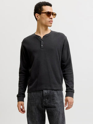 Jack & Jones Norrebro Henley Ls Tee Black