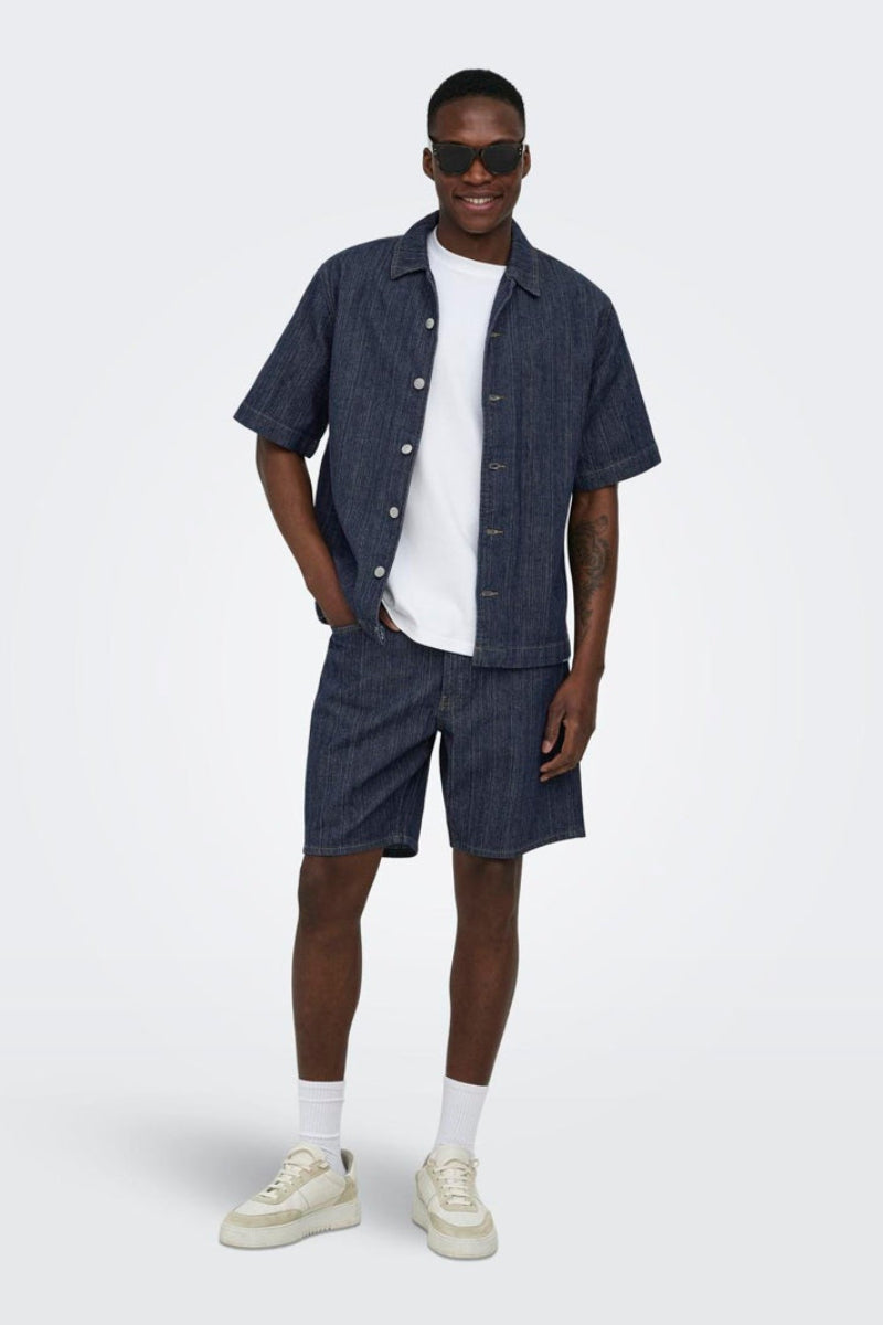 Only & Sons Fade Loose DB 7355 Tai Dnm Shorts Dark Blue Denim