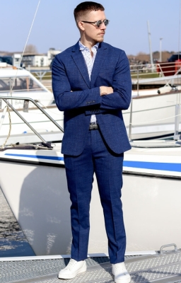 Selected Slim Oasis Hør Suit Dark Navy