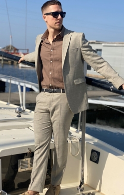 Selected Slim Oasis Hør Suit Sand