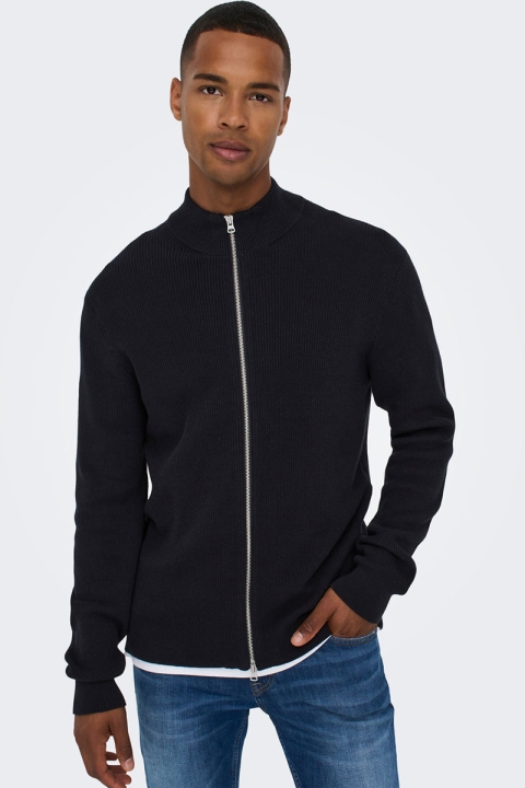 ONLY & SONS Phil Structure Cardigan Zip Knit Dark Navy