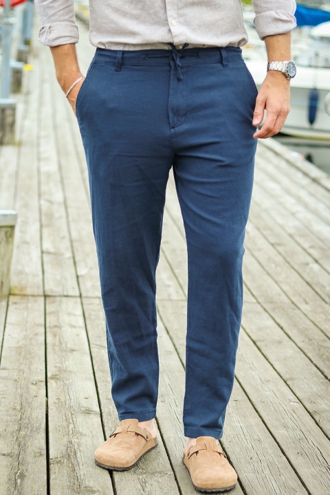 Selected Brody Linen Pants Dark Sapphire