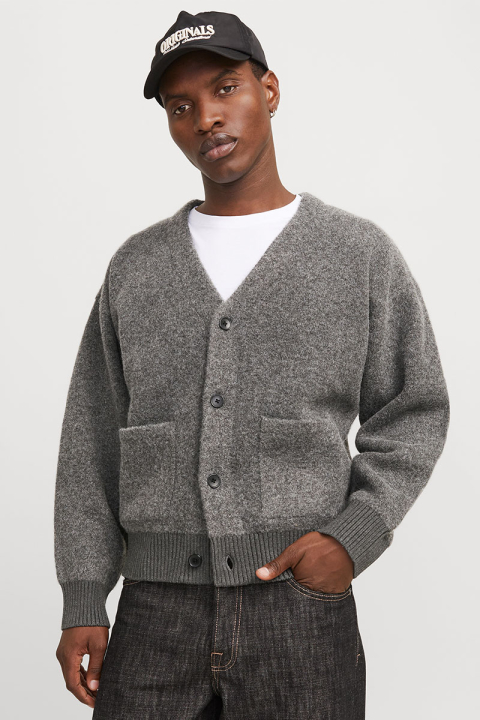 Jack & Jones Winter Cropped Knit Cardigan Dark Grey